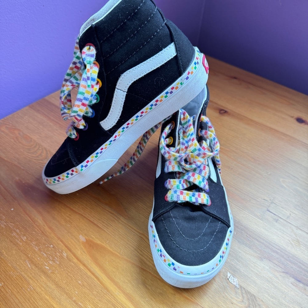 Vans sk8-hi checkerboard sneakers size 2